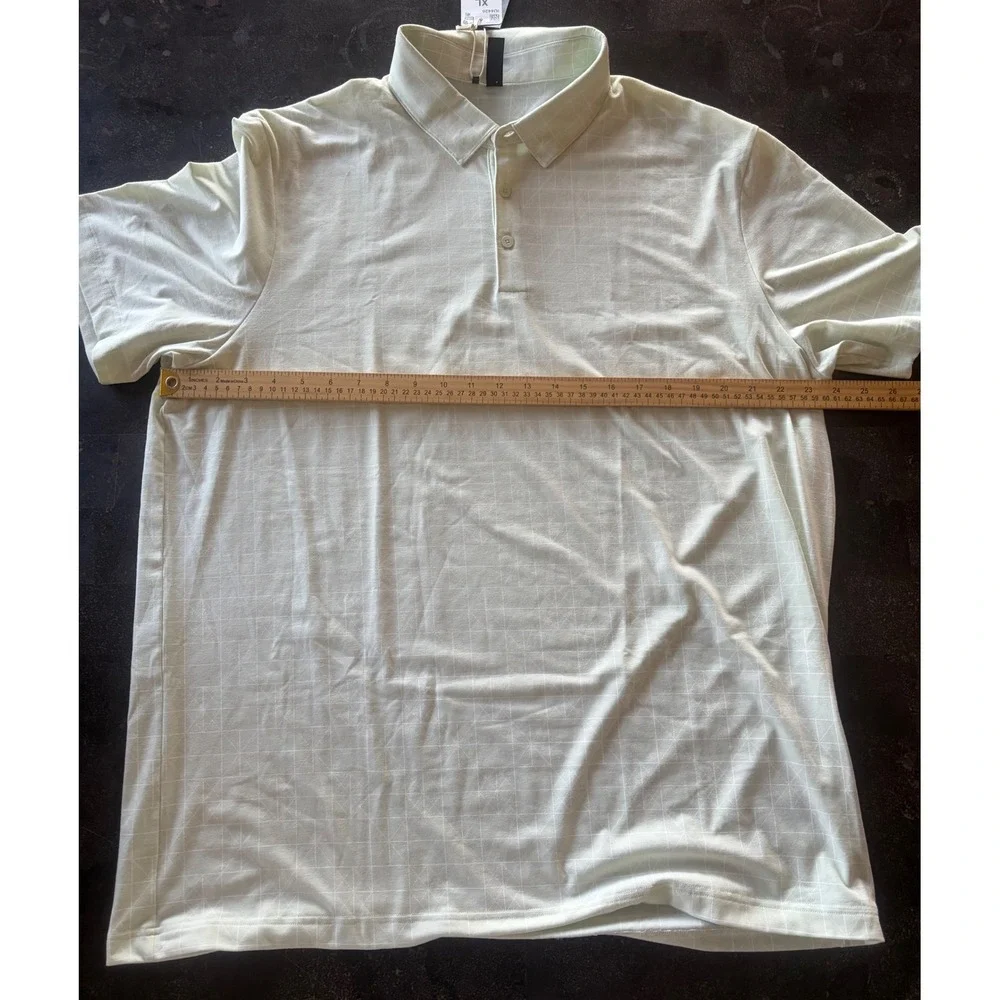Adidas Mens XL Golf Polo Shirt Mint Green Geometric Grid Pattern NWT Stretch